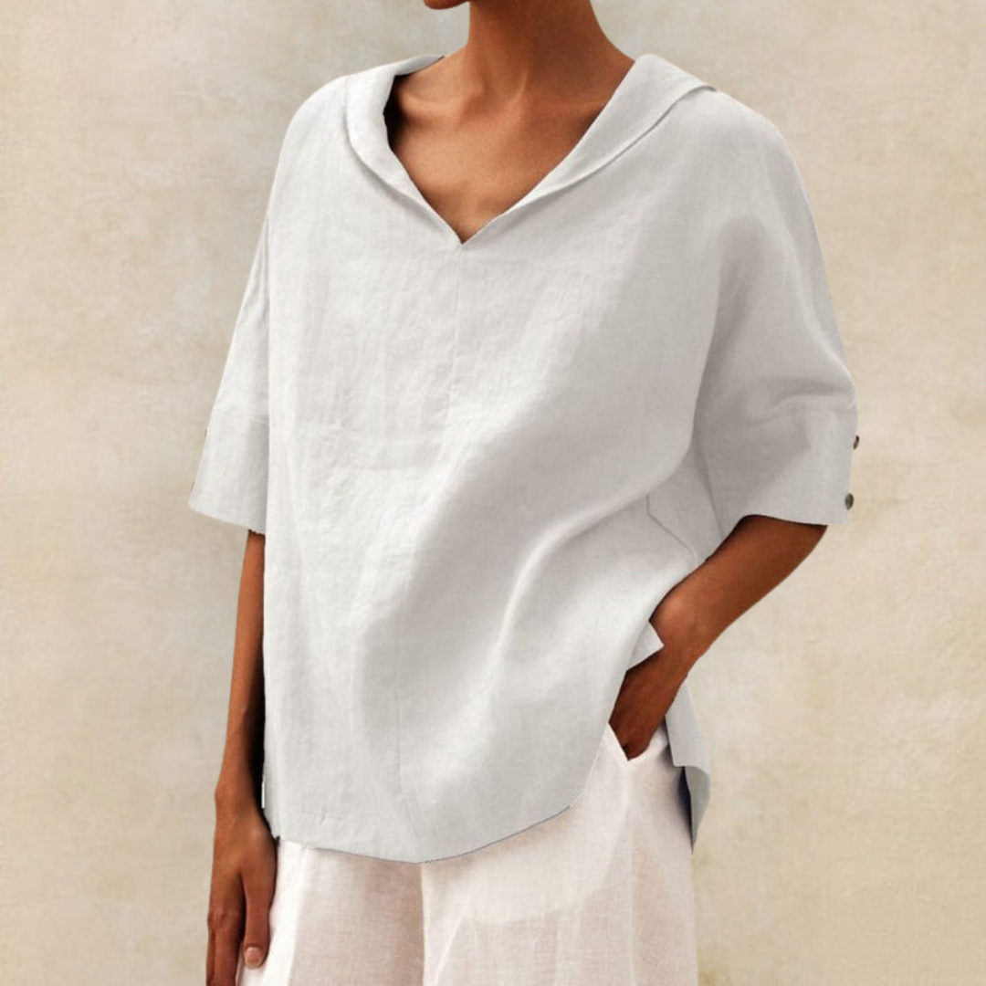 Valerie™  Women's V-Neck Casual Linen Shirt