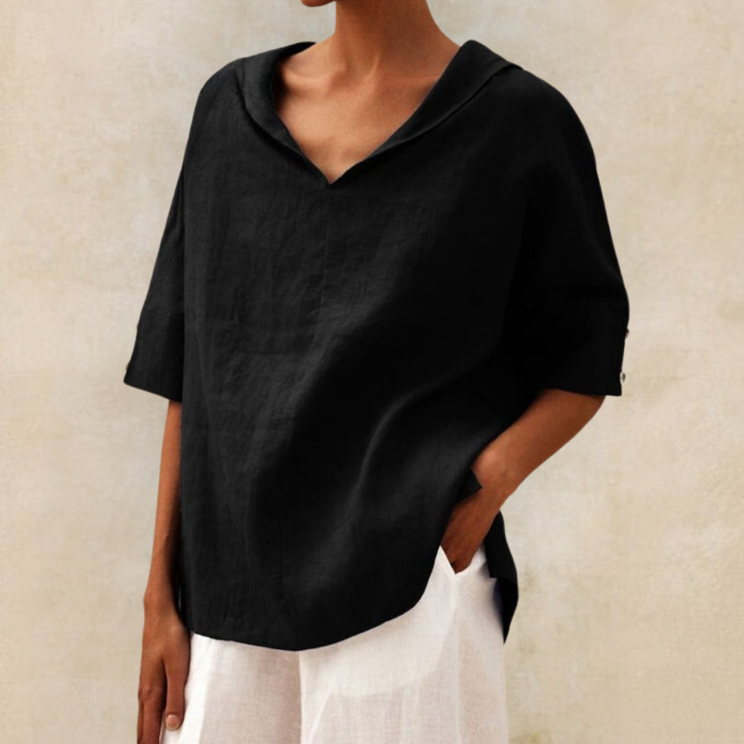 Valerie™  Women's V-Neck Casual Linen Shirt