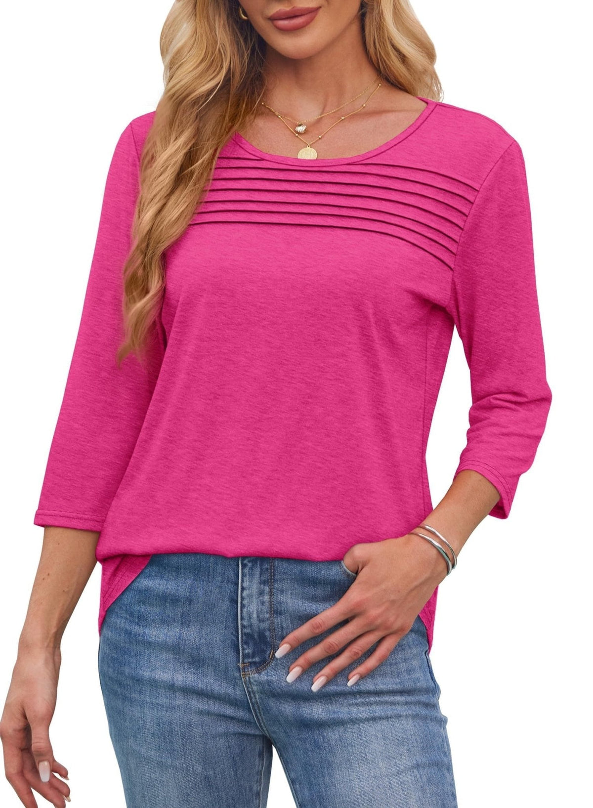 Moana™ Pleated 3/4 Sleeve Top