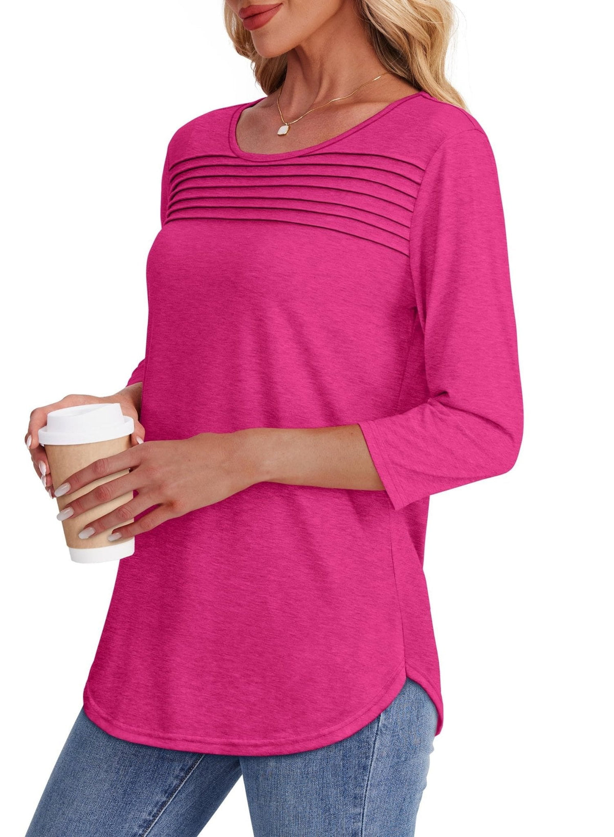 Moana™ Pleated 3/4 Sleeve Top