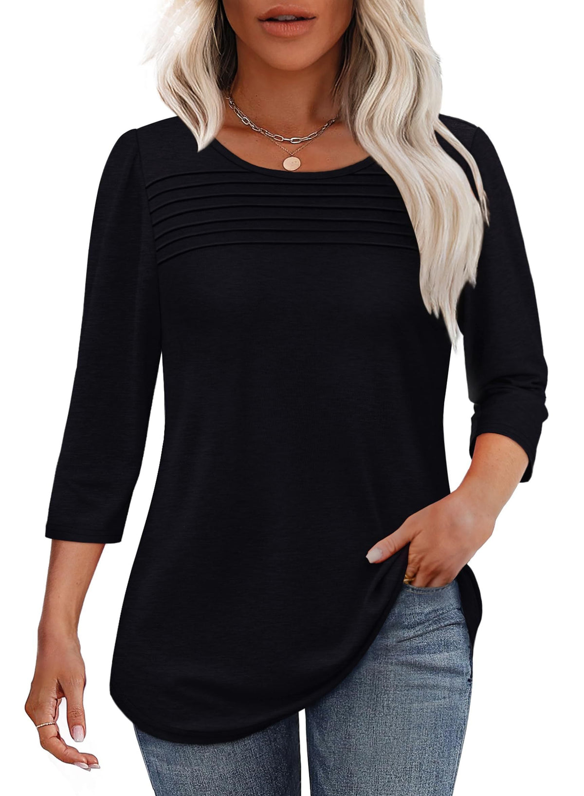 Moana™ Pleated 3/4 Sleeve Top