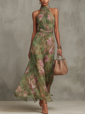 Livia | Floral Halter Neck Maxi Dress