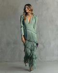 Clara™ | Elegant Midi Dress with Fringe Sleeves