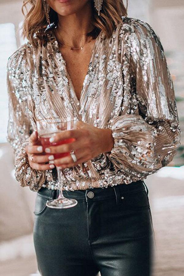 Kelila™  Sequin V-Neck Blouse