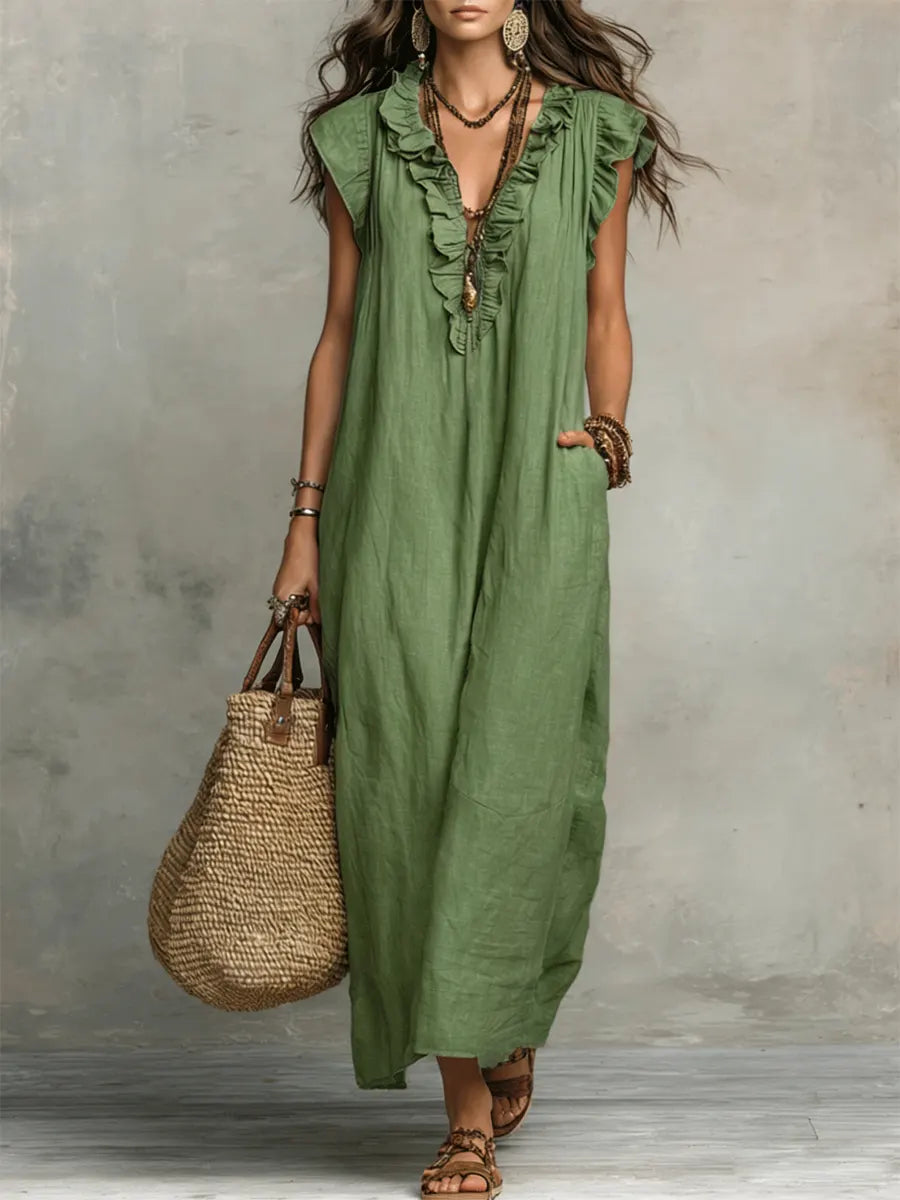 Camelia | Long Bohemian Linen & Cotton Dress